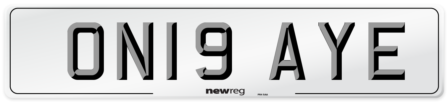 ON19 AYE Number Plate from New Reg